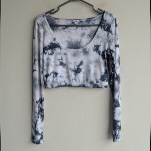 Garage Ribbed Tie-Dye Long Sleeve Crop Top